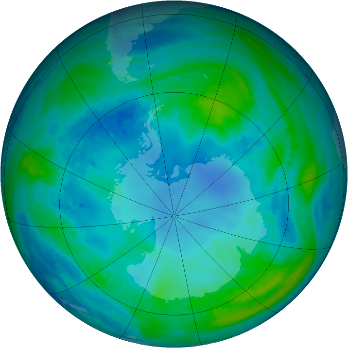 Antarctic ozone map for 09 May 1988